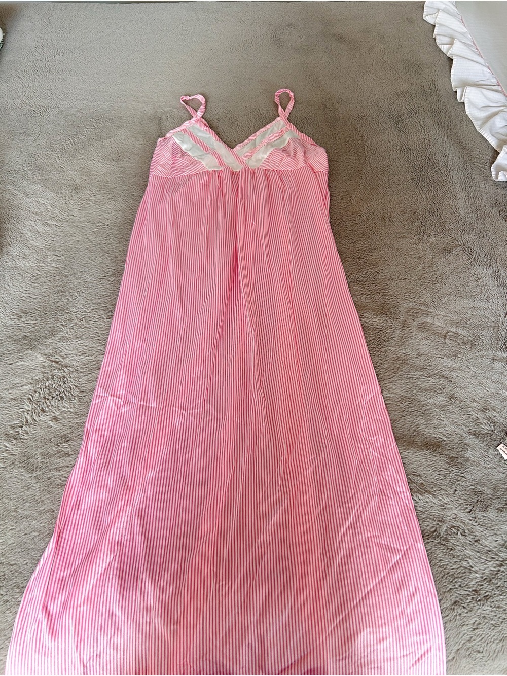Vintage Victorias Secret pink and white babydoll silk nightgown